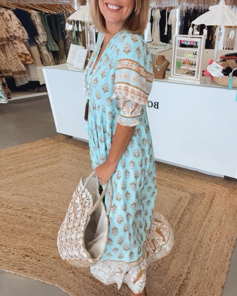 Modena - Bedrucktes Freizeitkleid mit V-Ausschnitt