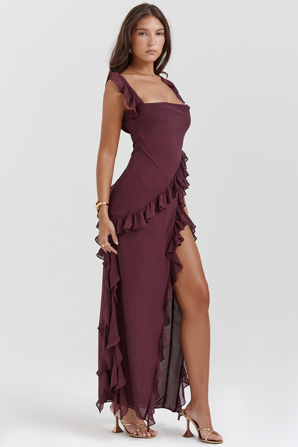 Dalila | Langes Kleid mit Rüschen