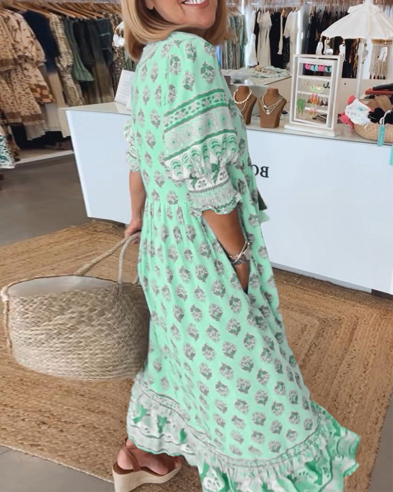 Modena - Bedrucktes Freizeitkleid mit V-Ausschnitt