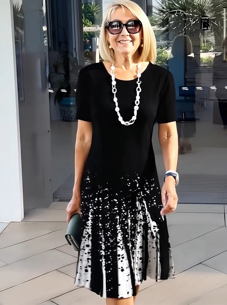 Rosara - Bequemes, Lockeres, Bedrucktes Mittelkleid