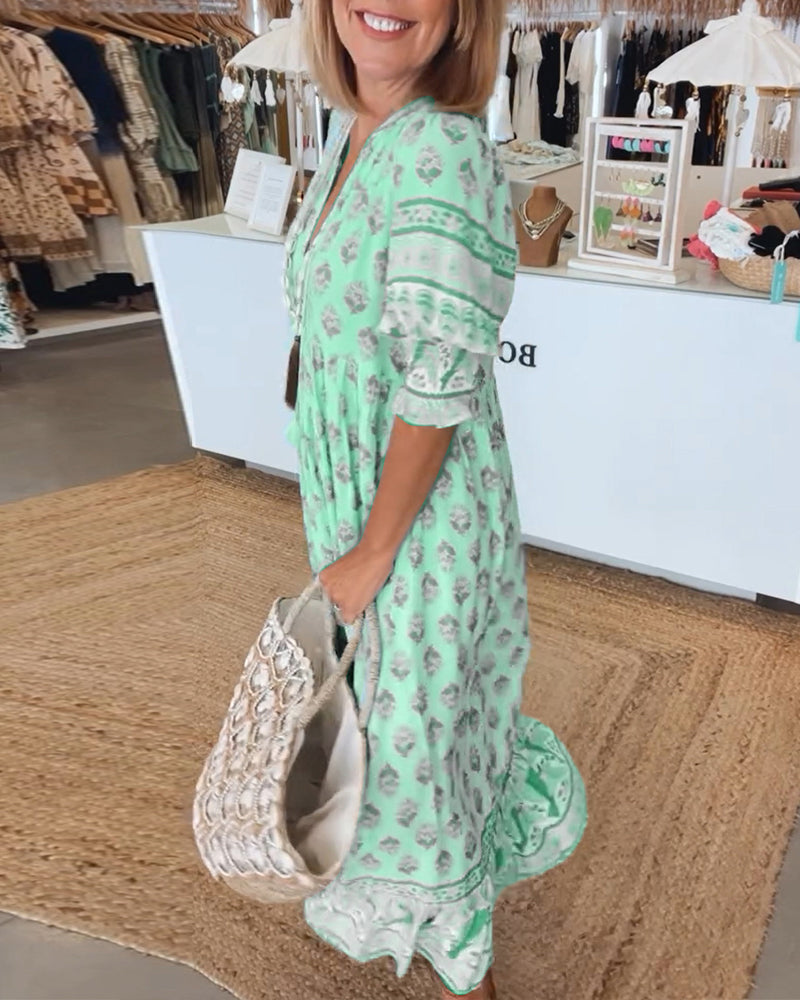 Modena - Bedrucktes Freizeitkleid mit V-Ausschnitt