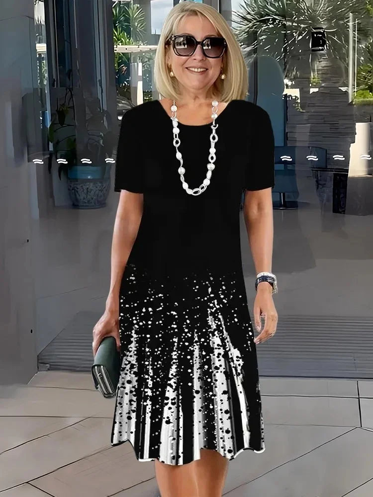 Rosara - Bequemes, Lockeres, Bedrucktes Mittelkleid