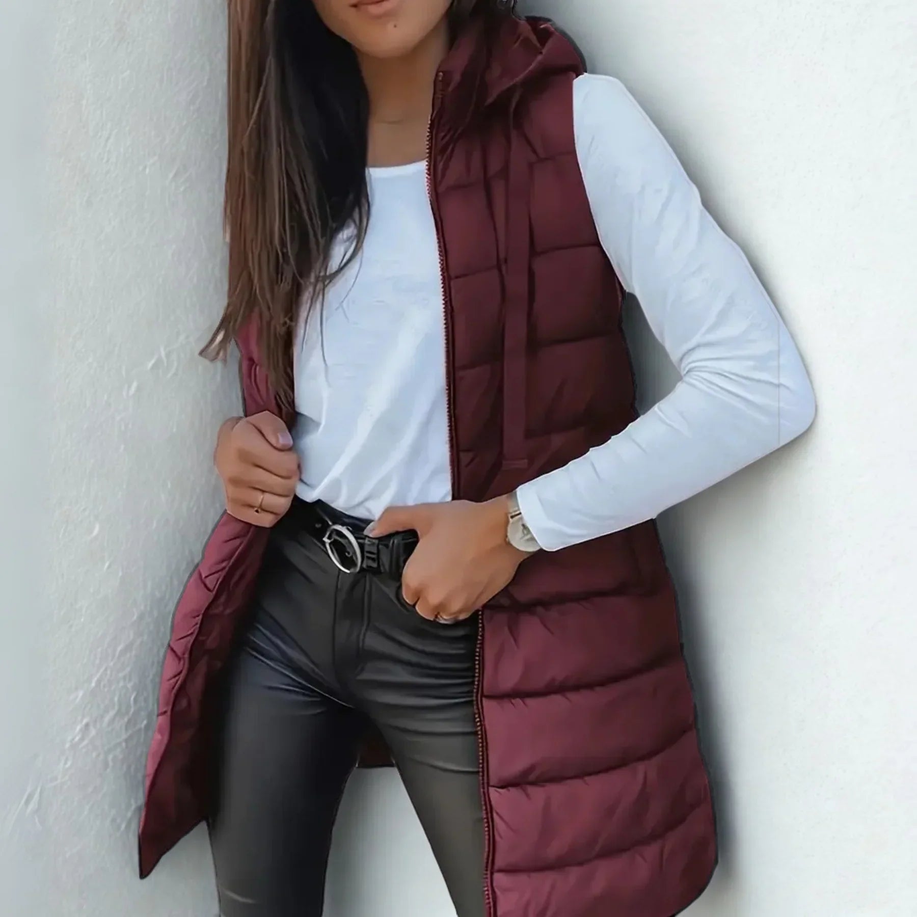 Elora™ | Gilet Puffer Senza Maniche con Cappuccio