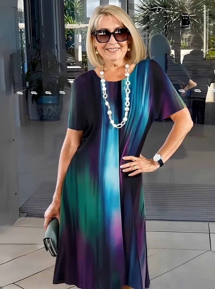 Rosara - Bequemes, Lockeres, Bedrucktes Mittelkleid