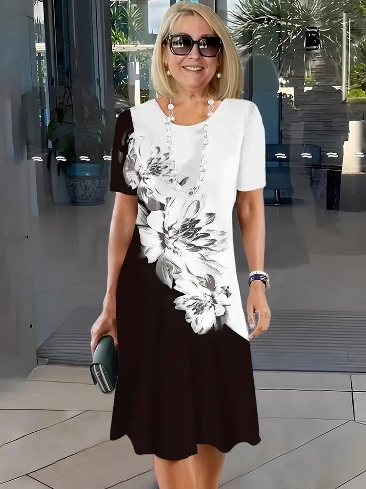 Rosara - Bequemes, Lockeres, Bedrucktes Mittelkleid