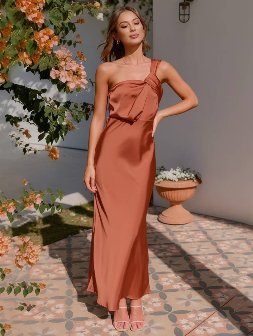 ELEVA – Satin Maxi Dress
