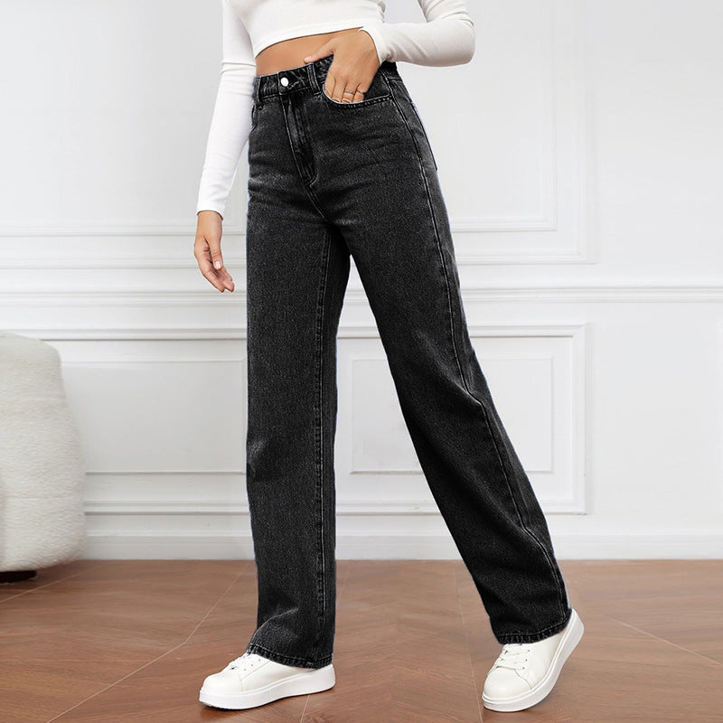 Sorella – High-Waist Washed Straight Jeans