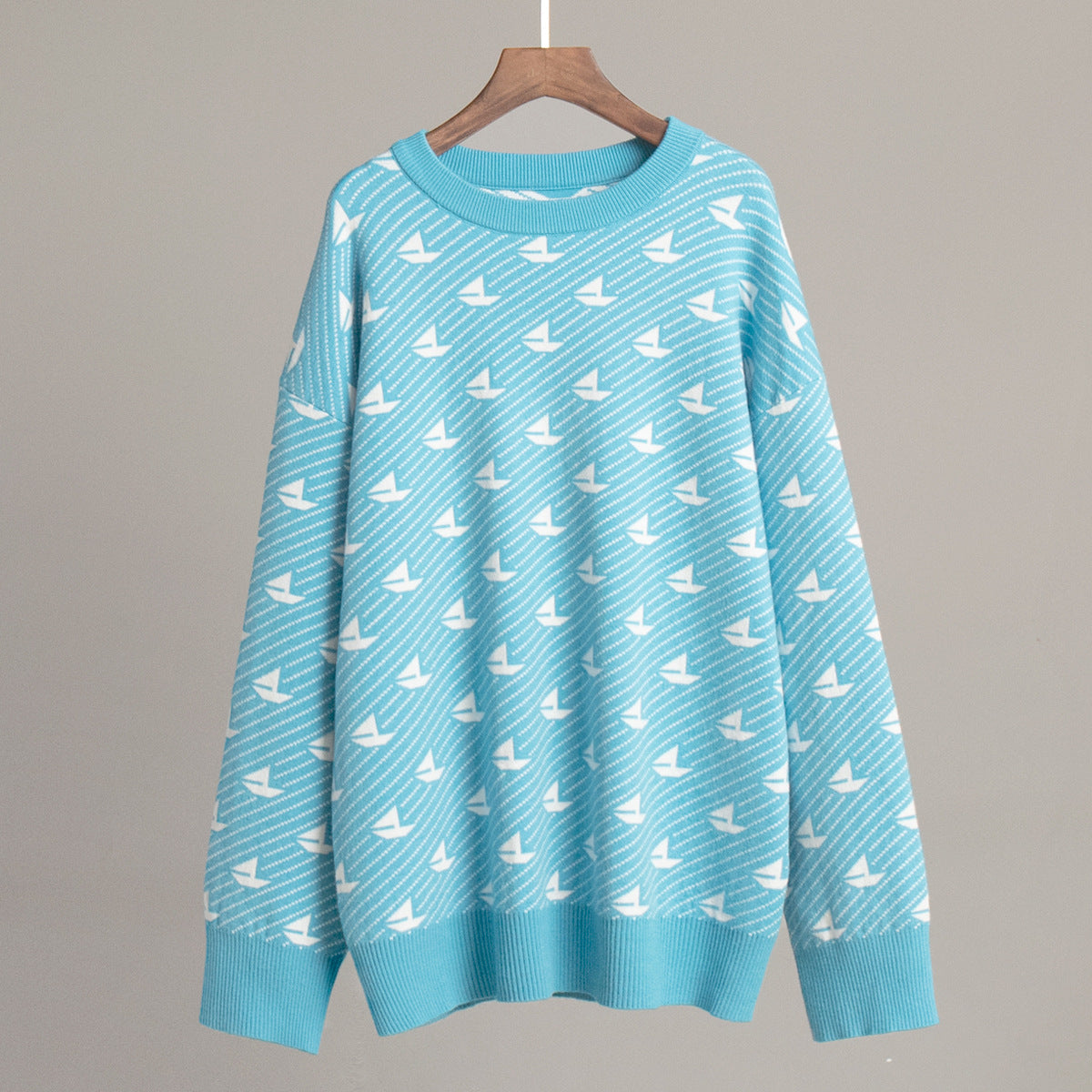 Maglione lavorato a maglia La Marina – Pullover con stampa a barca a vela