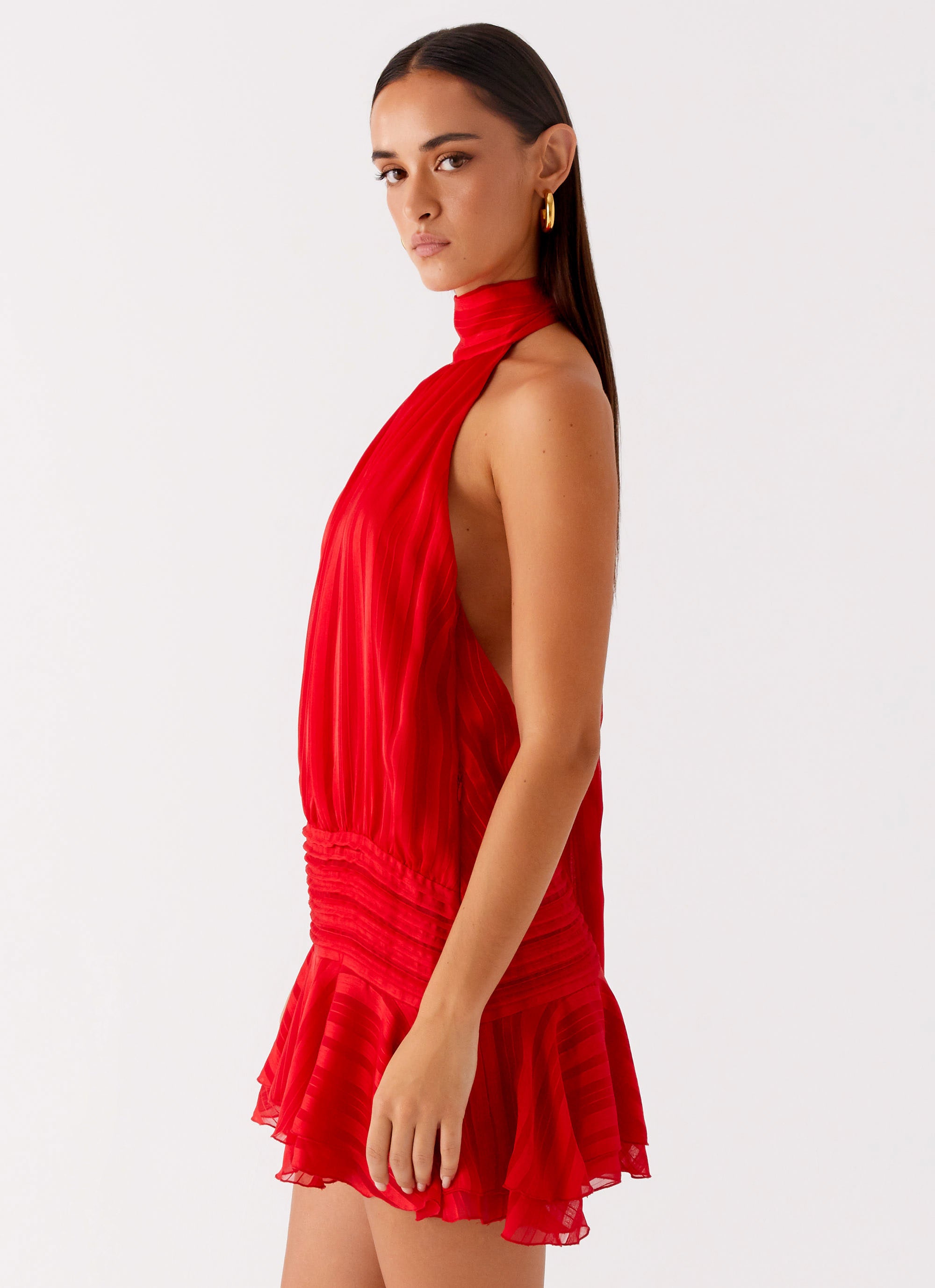 SERENELLA – Beaded Waist Chiffon Mini Dress