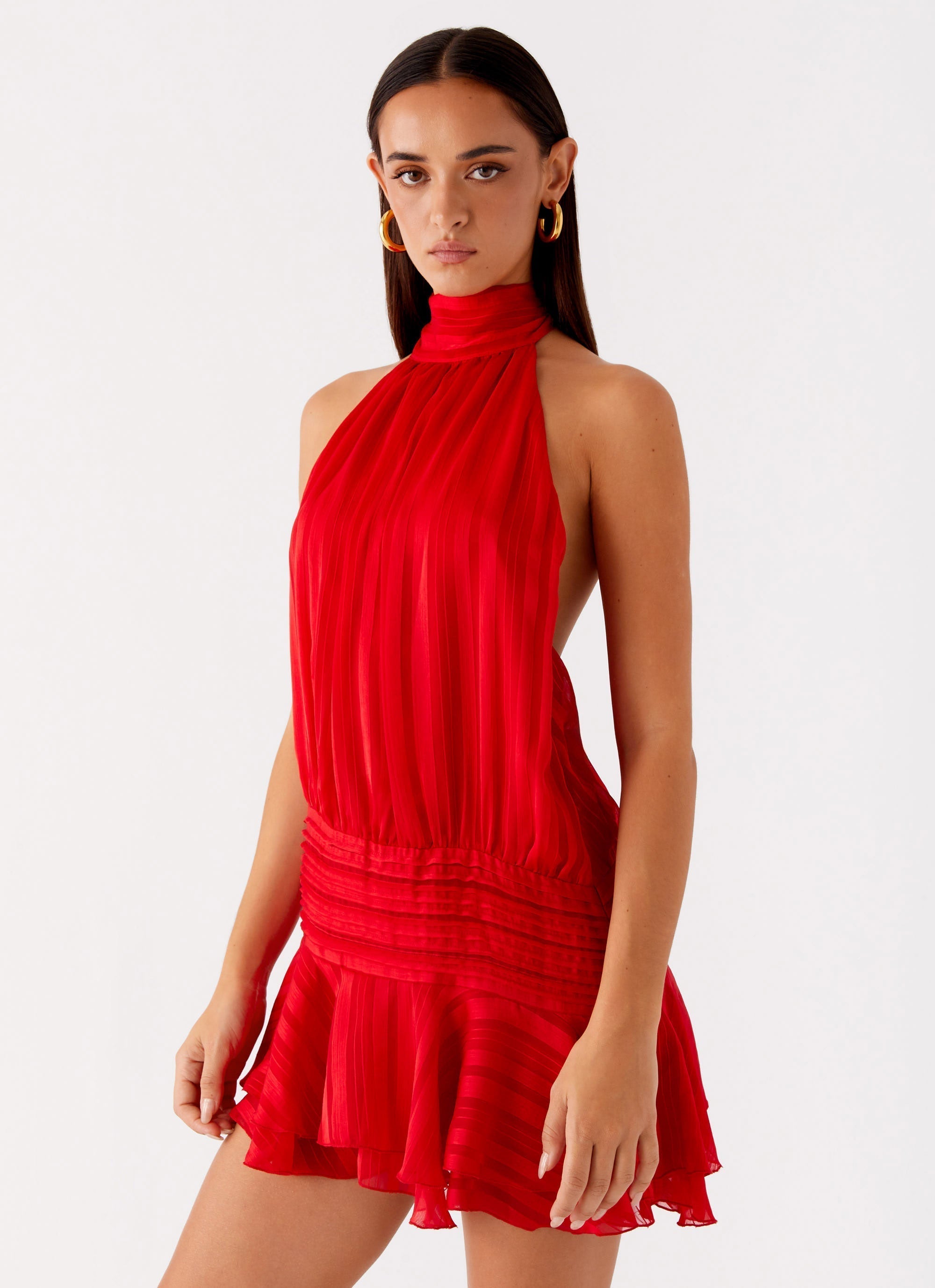 SERENELLA – Beaded Waist Chiffon Mini Dress