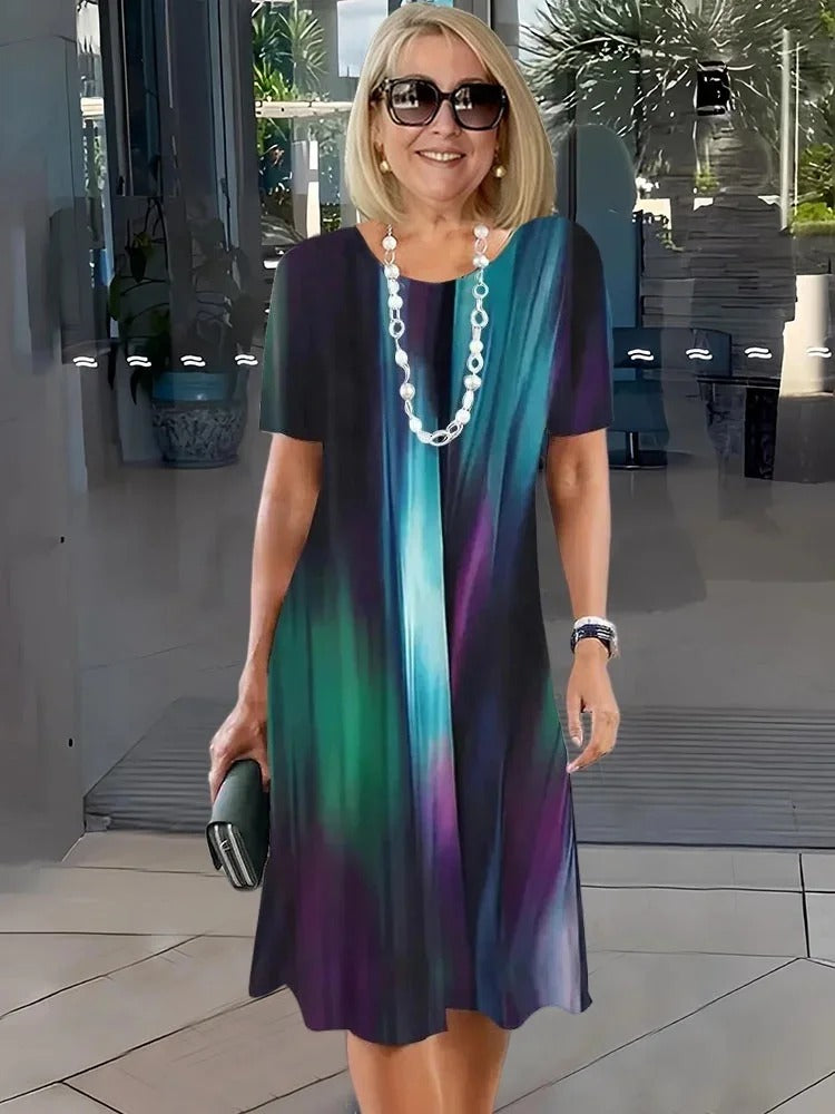 Rosara - Bequemes, Lockeres, Bedrucktes Mittelkleid