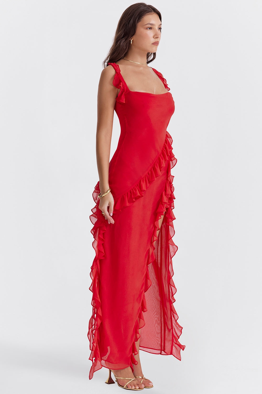 Dalila | Langes Kleid mit Rüschen