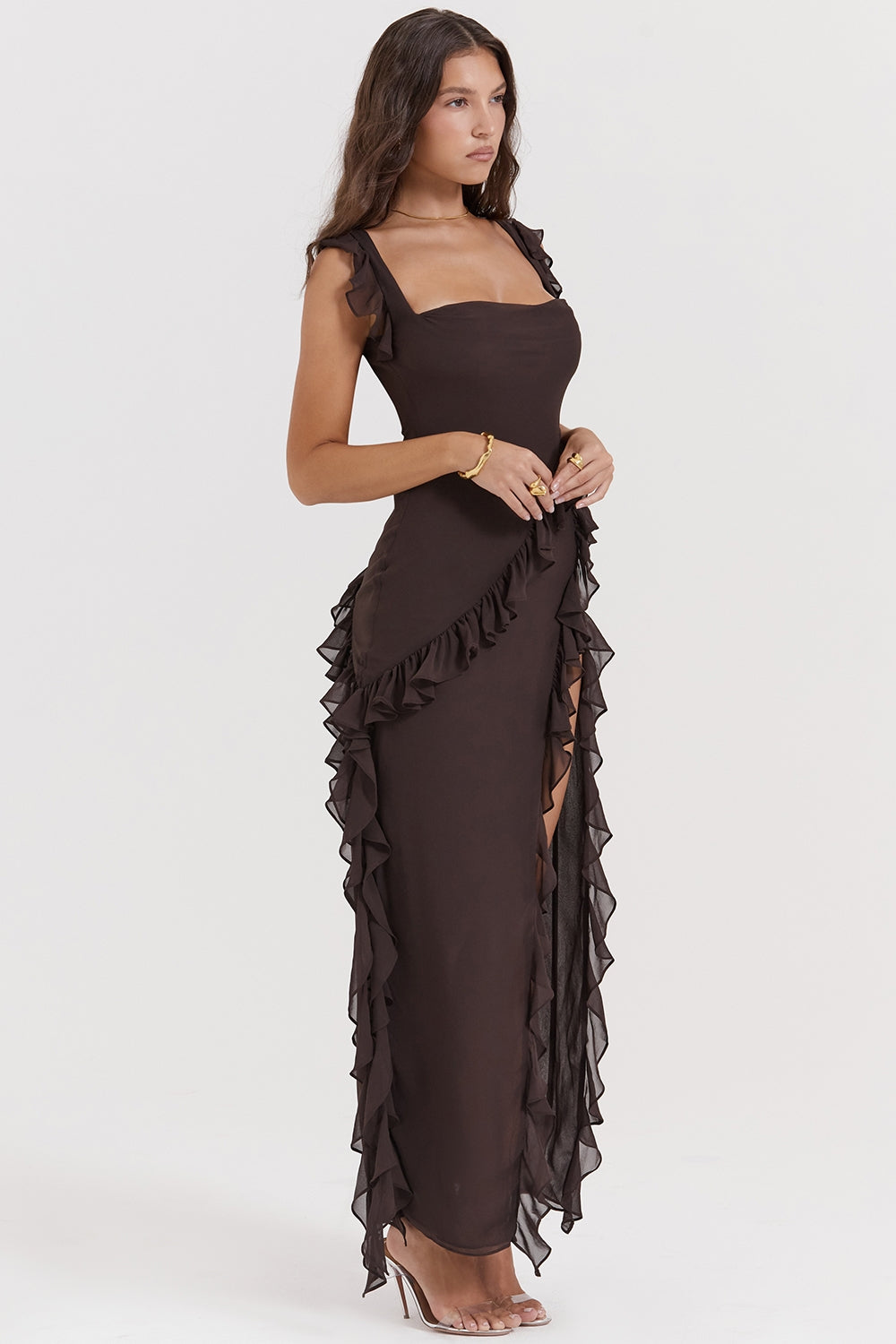 Dalila | Langes Kleid mit Rüschen