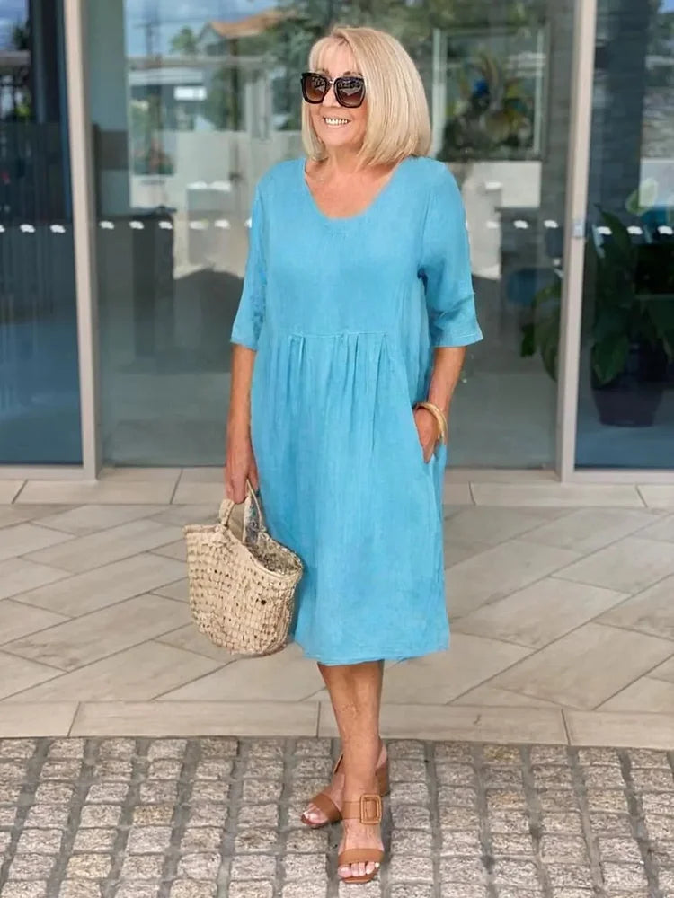 Noara - Lässiges Baumwoll-Tunika-Kleid mit Taschen