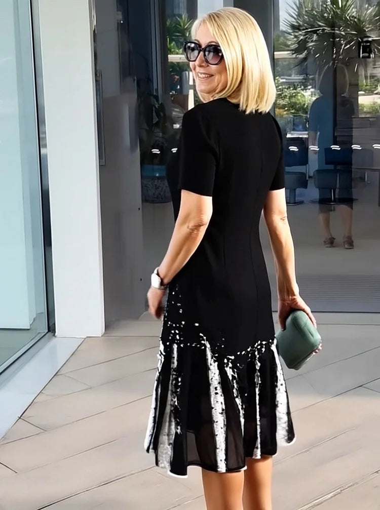 Rosara - Bequemes, Lockeres, Bedrucktes Mittelkleid