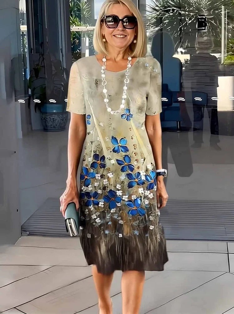 Rosara - Bequemes, Lockeres, Bedrucktes Mittelkleid
