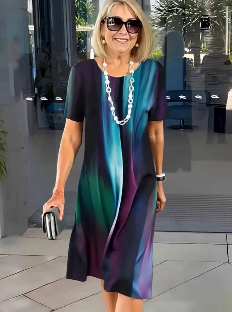 Rosara - Bequemes, Lockeres, Bedrucktes Mittelkleid