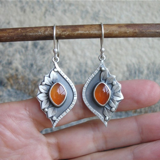 Boho-Ohrringe Orange mit Kristallen