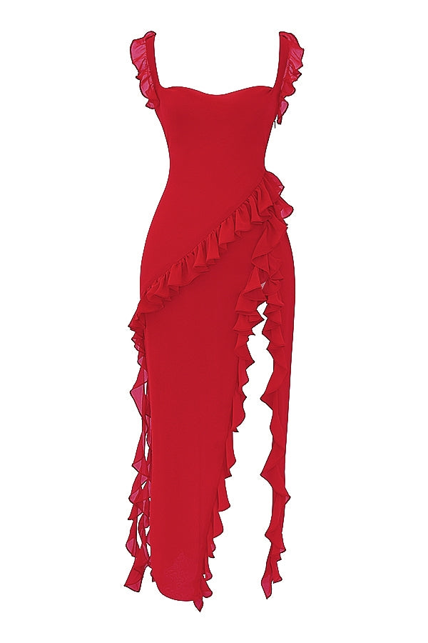 Dalila | Langes Kleid mit Rüschen