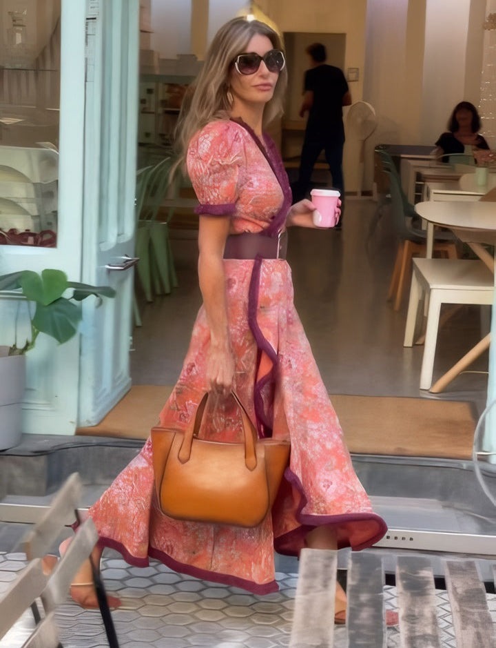 Eliett - Langes Kleid mit Puffärmeln