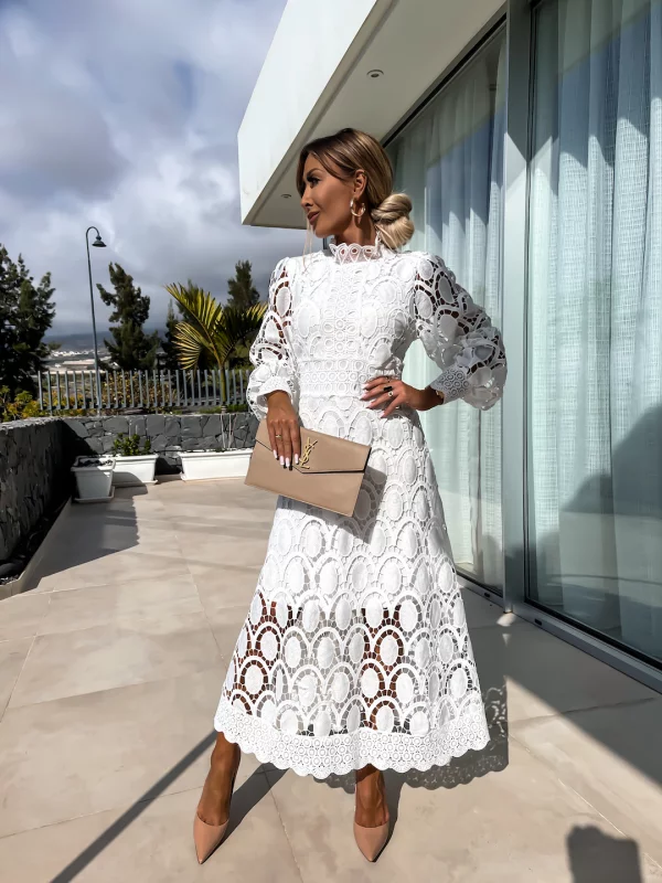 Elaina | Stilvolles Midi-Kleid mit Spitzen-Details