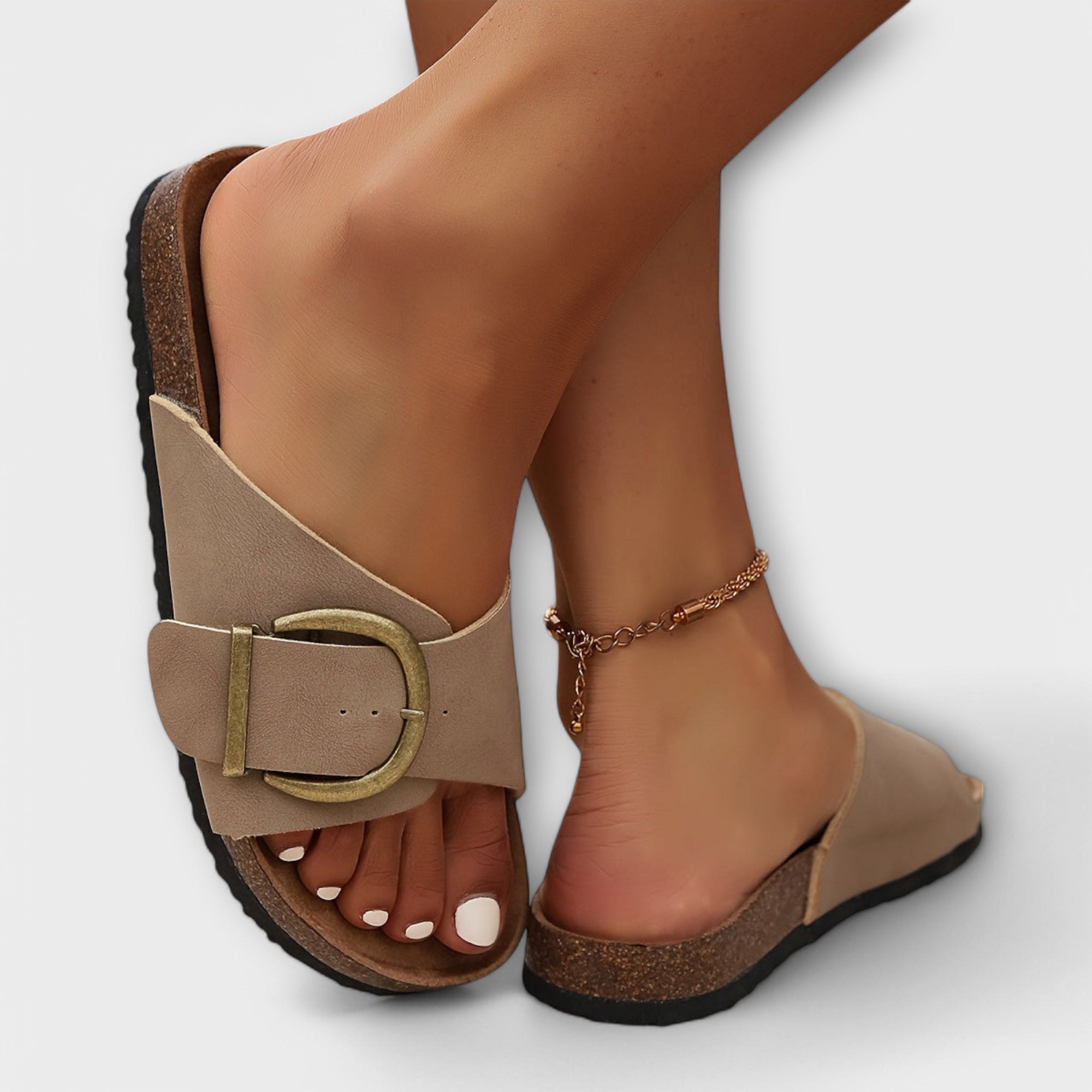 Margie - Ciabatte in sughero da donna con design a cinturino