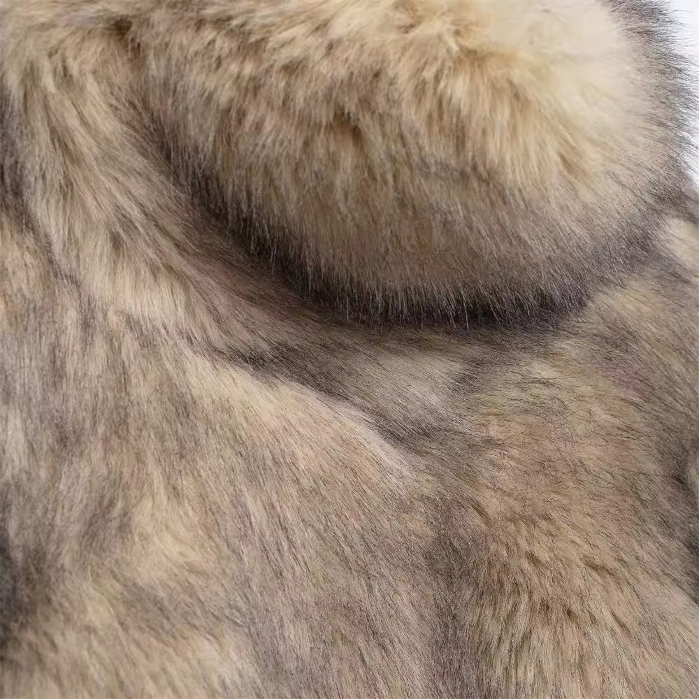 ELVORU - Fur Effect Puffer Coat