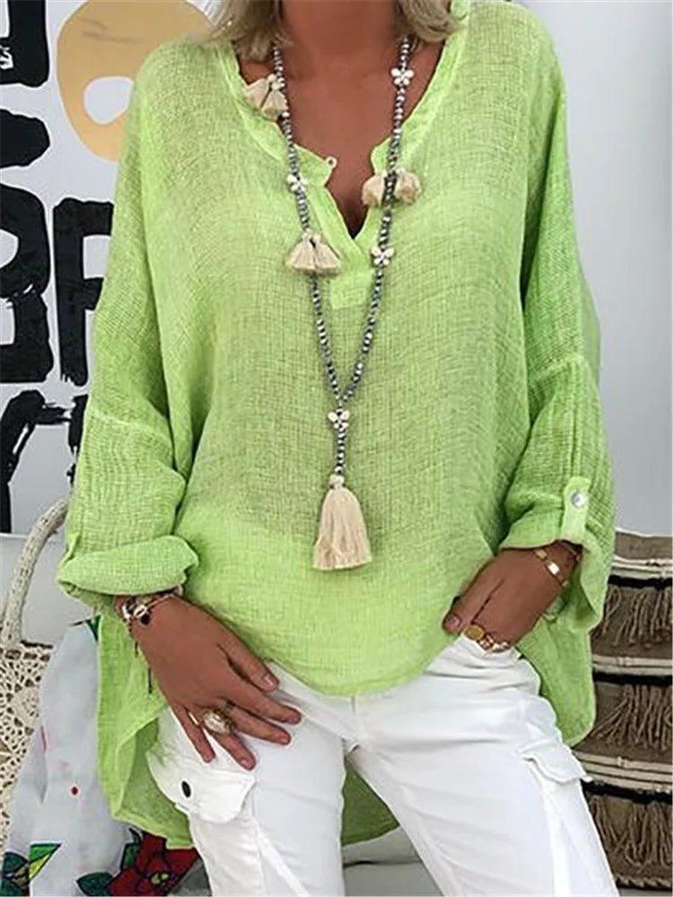 Caelina - Basic Unifarben Langarmshirt