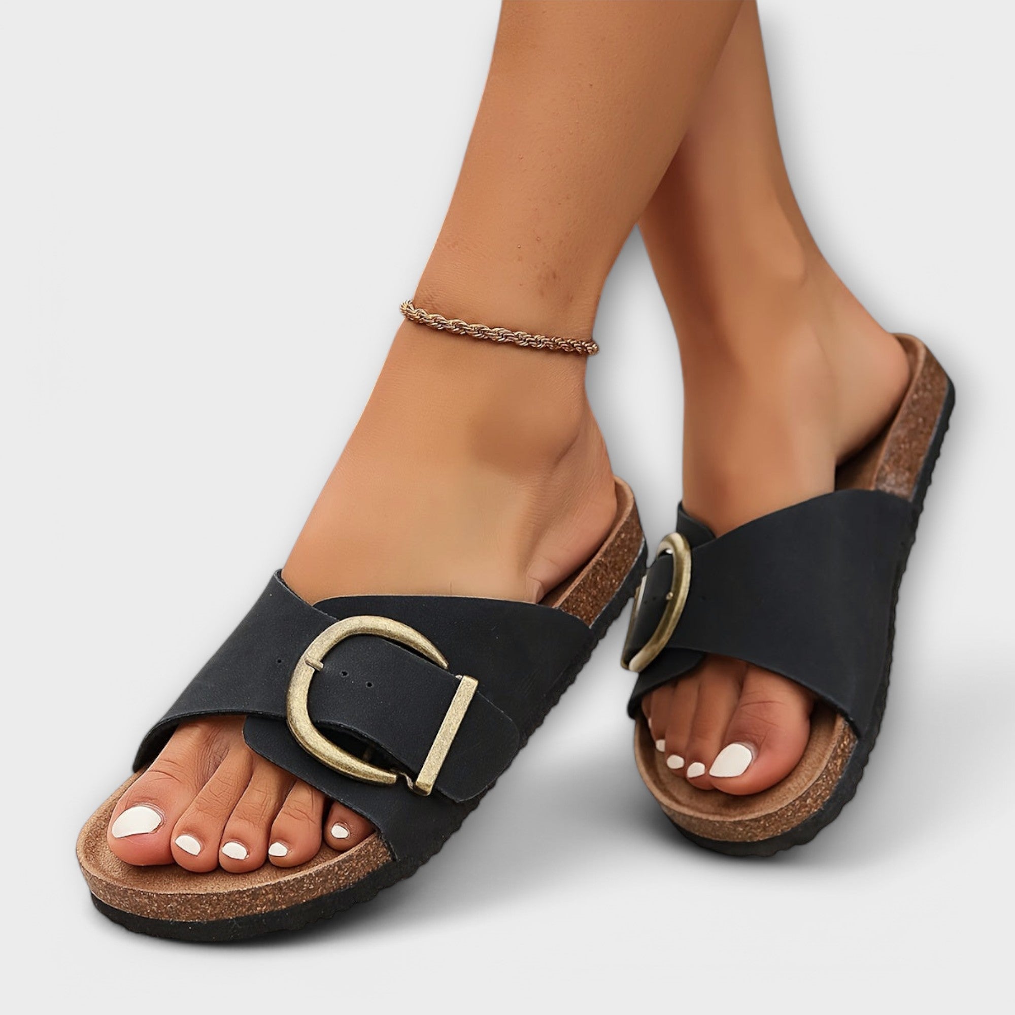 Margie - Ciabatte in sughero da donna con design a cinturino