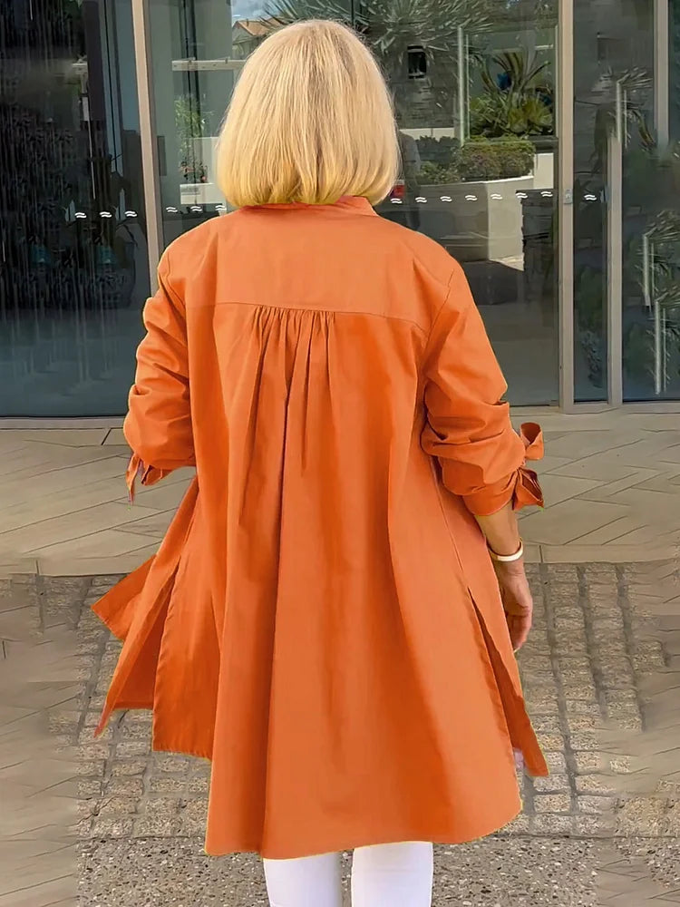 Elliora - Gathered Back Baumwollhemdjacke