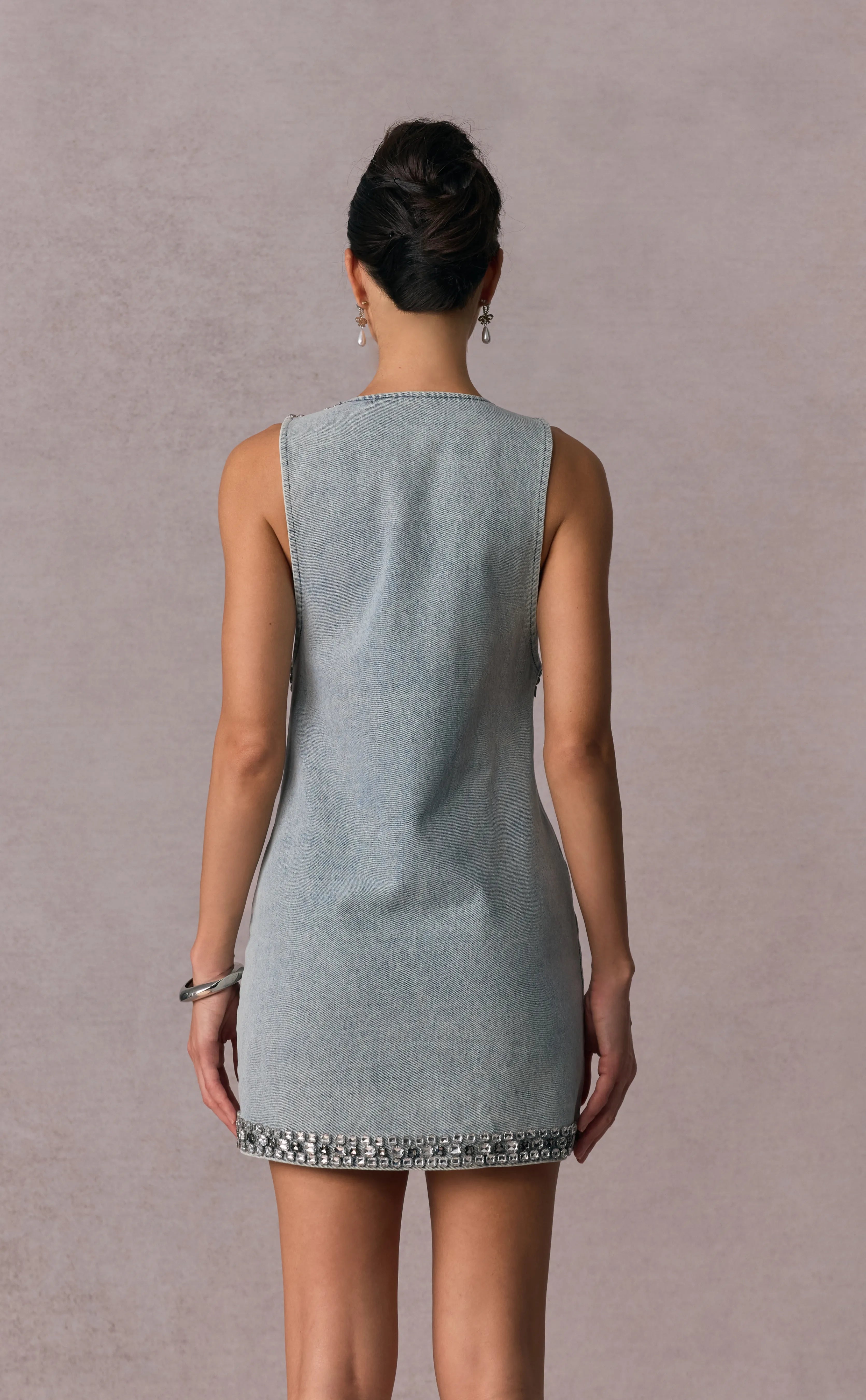 ELYSIA – Crystal Embellished Denim Mini Dress