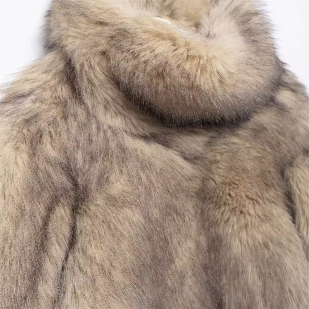 ELVORU - Fur Effect Puffer Coat