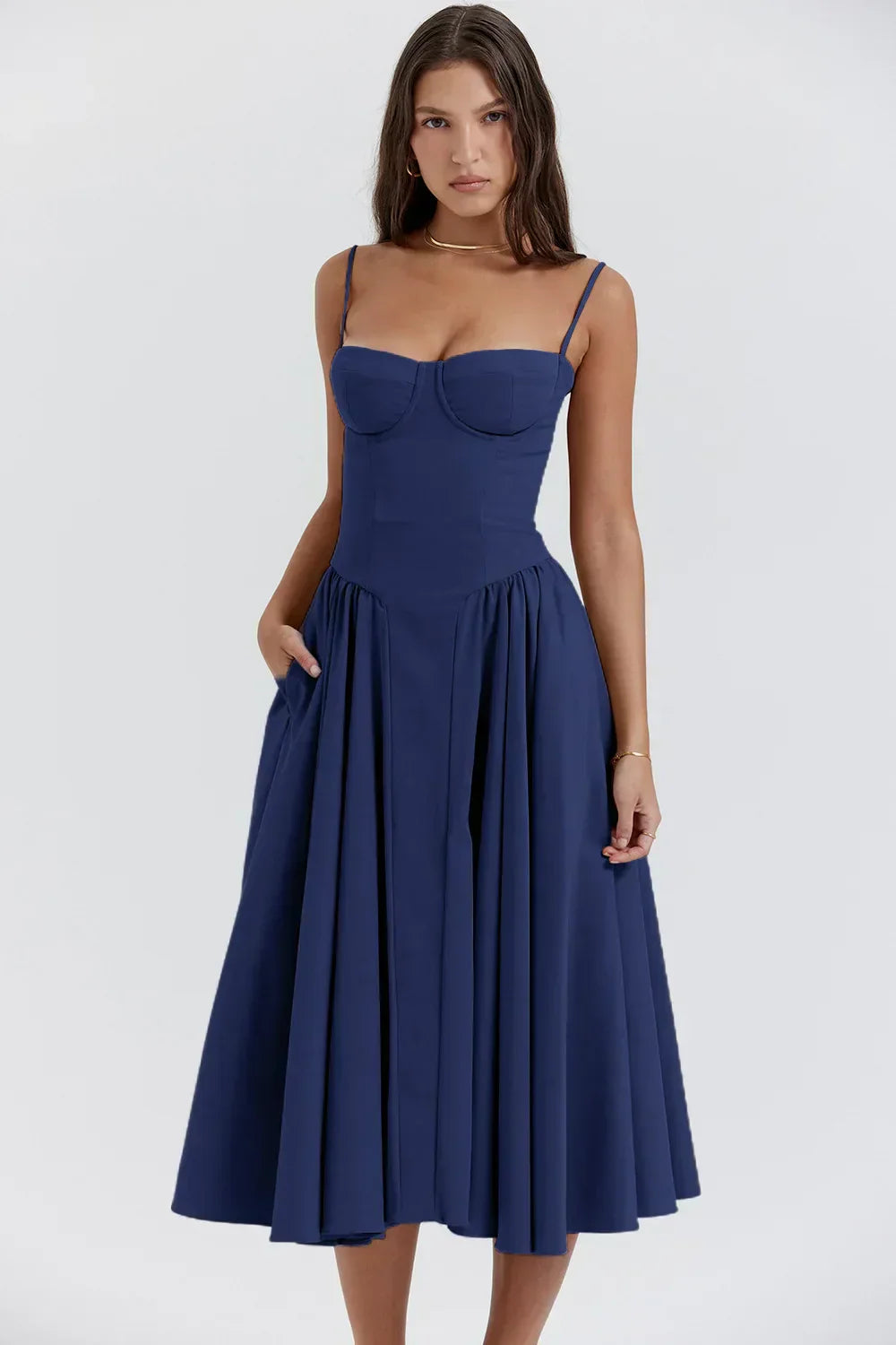 Celine - Ärmelloses Midi-Kleid mit Korsettpassform