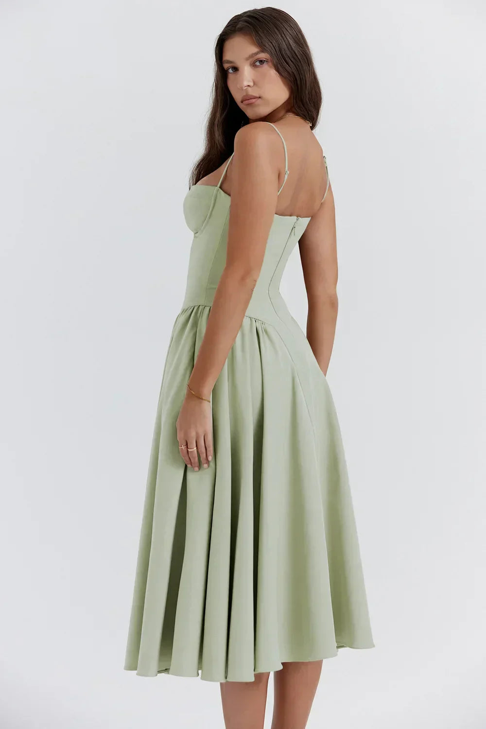 Celine - Ärmelloses Midi-Kleid mit Korsettpassform