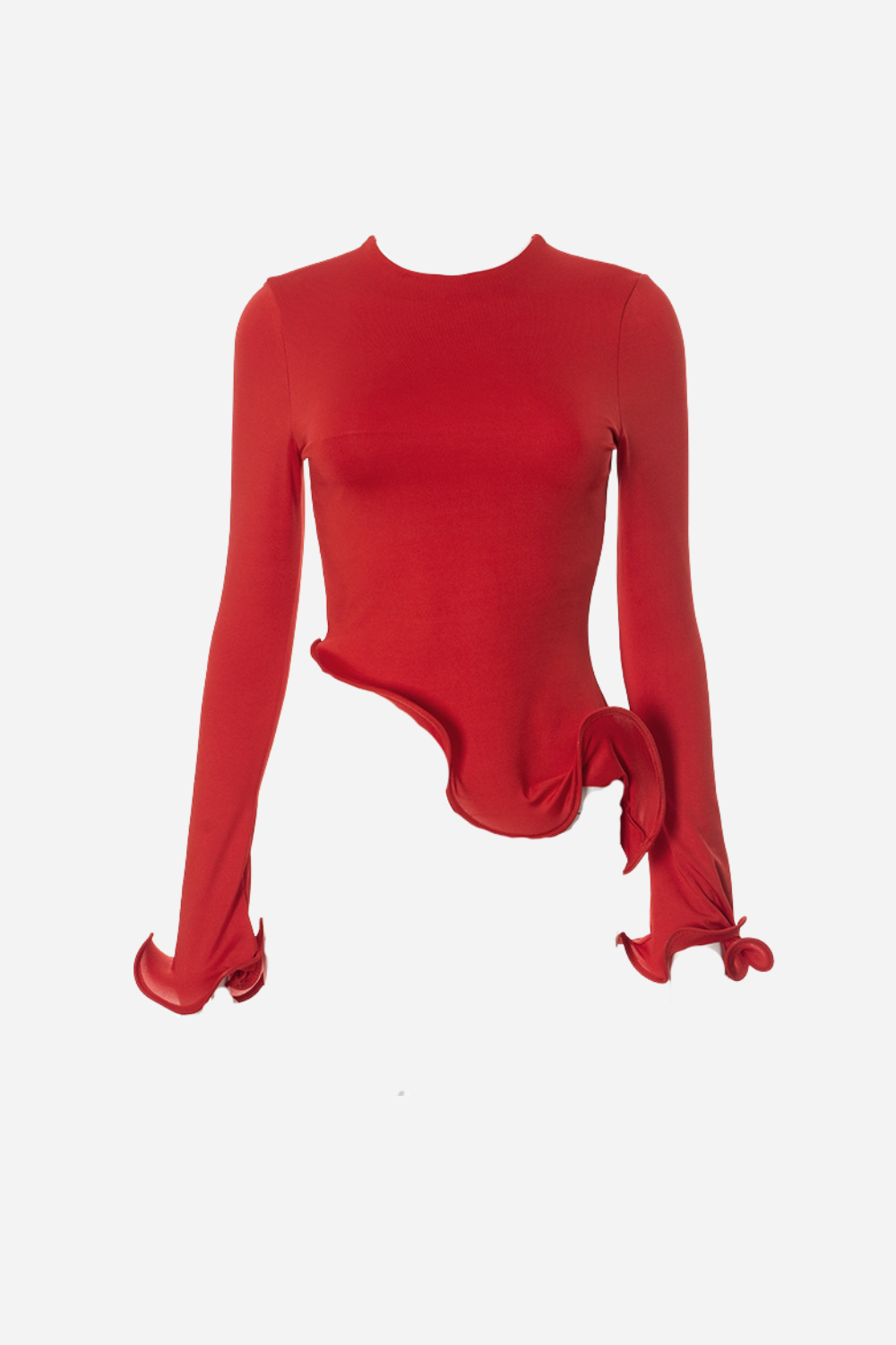 VIRELLA – Asymmetric Crew Neck Swirl Top