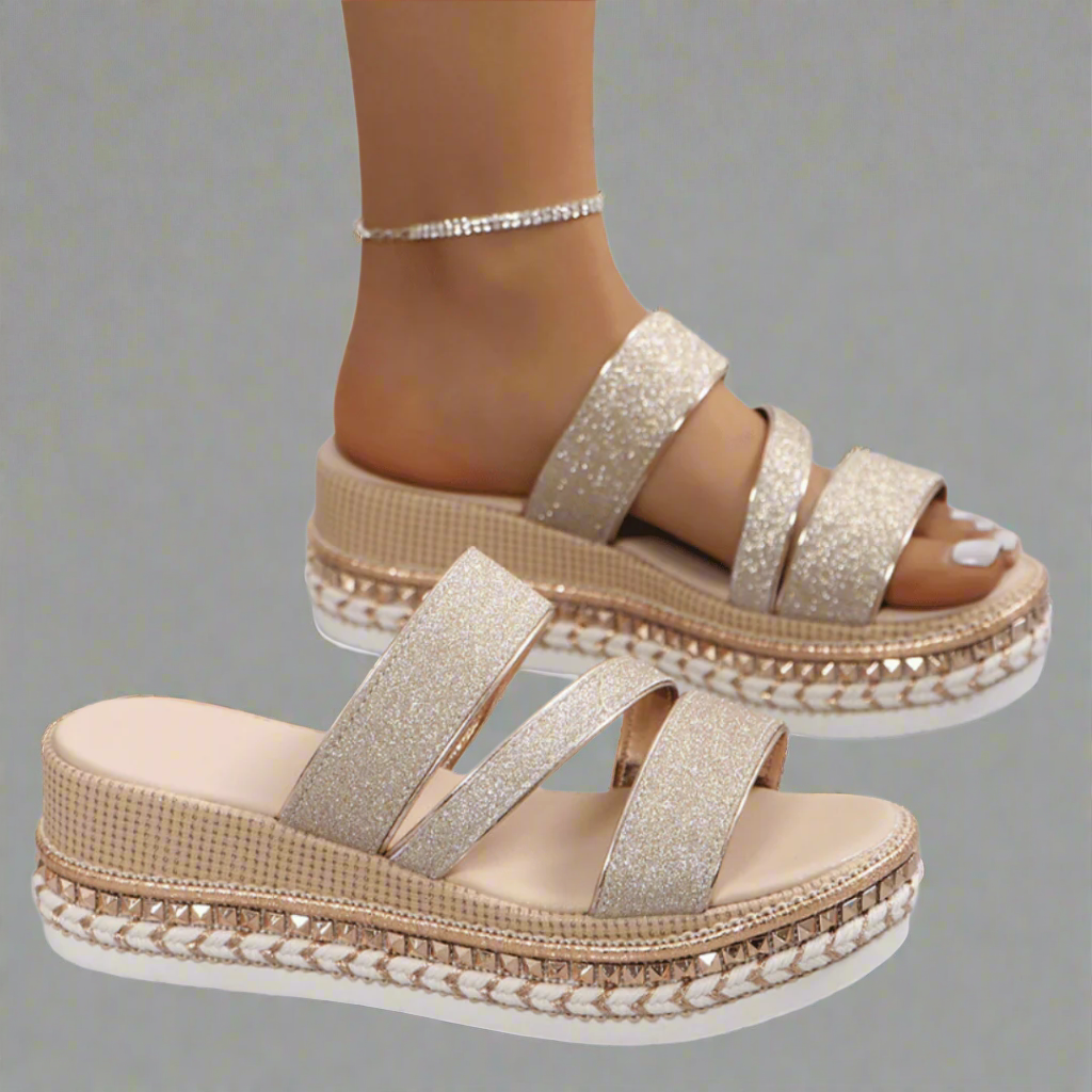 Helga | Sandali con zeppa comodi in tessuto premium
