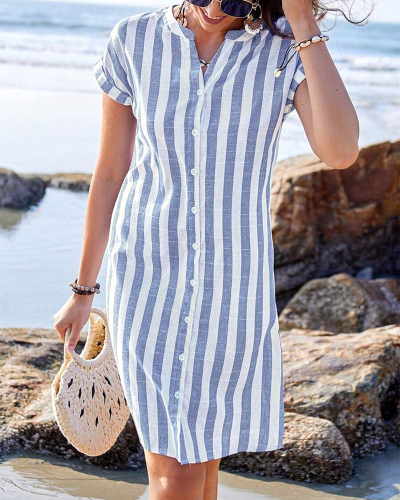 Martine™ | Elegante vestito camicia a righe