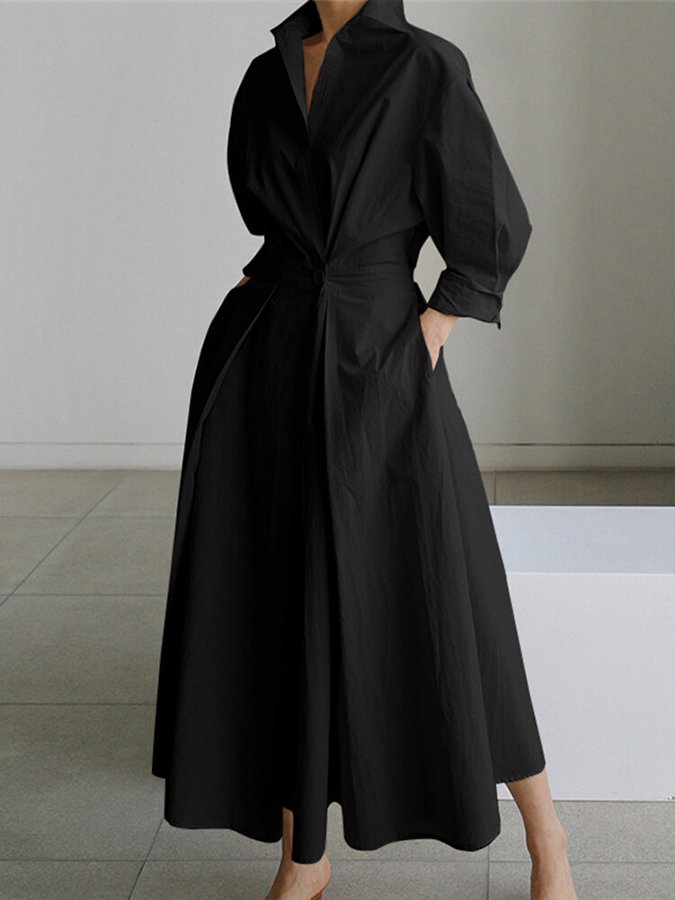 Clémence™ | Midi-Kleid mit Knopfdetail