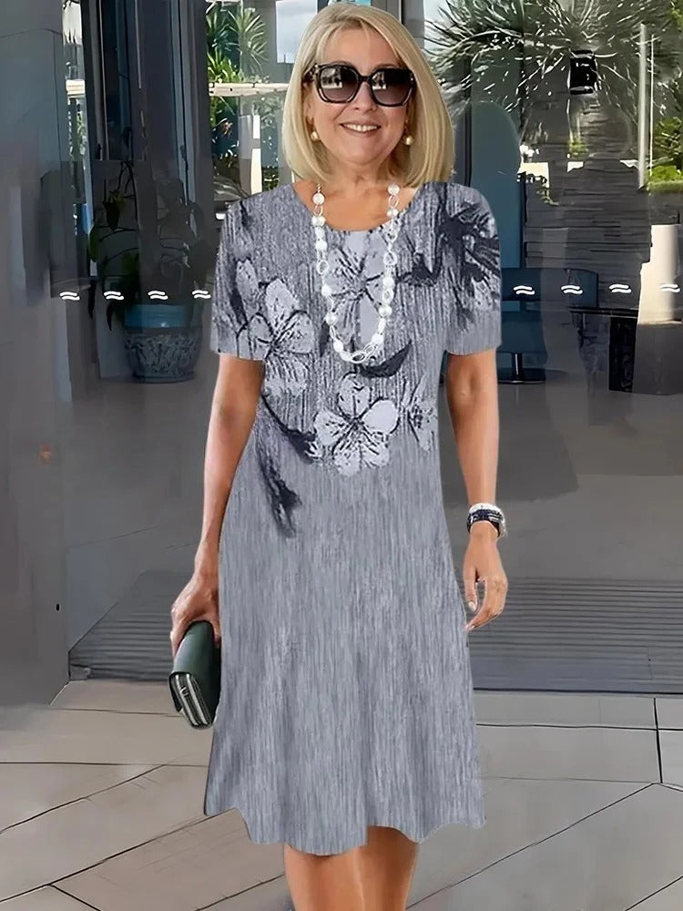 Rosara - Bequemes, Lockeres, Bedrucktes Mittelkleid