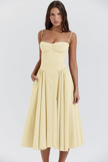 Celine - Ärmelloses Midi-Kleid mit Korsettpassform