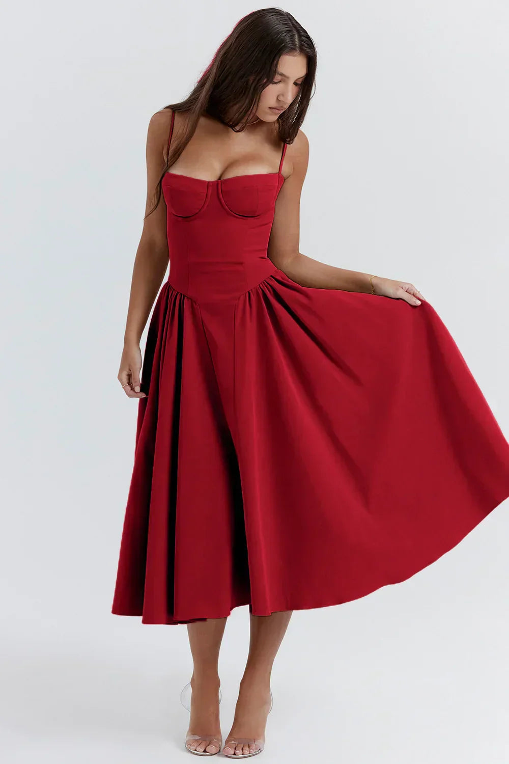 Celine - Ärmelloses Midi-Kleid mit Korsettpassform