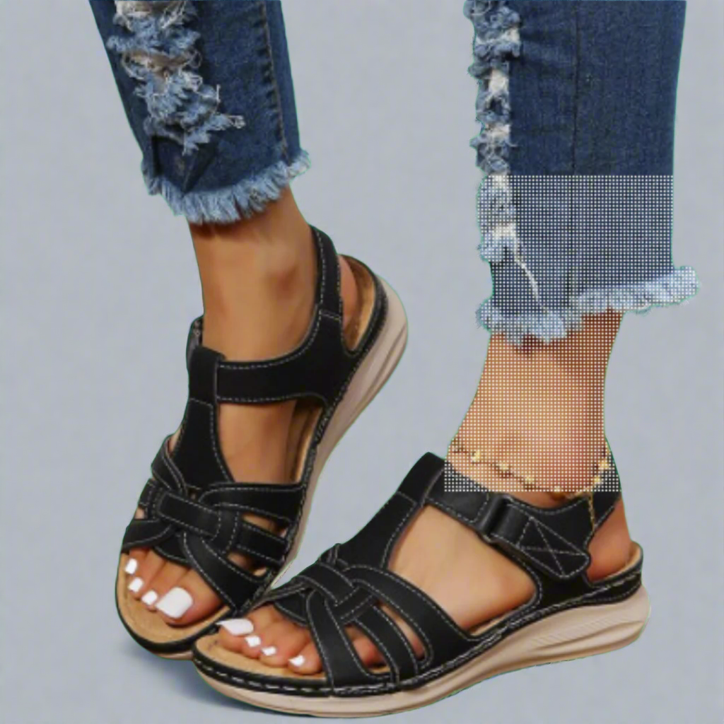 Queniva | Sandali ortopedici di comfort fatti a mano in pelle vintage