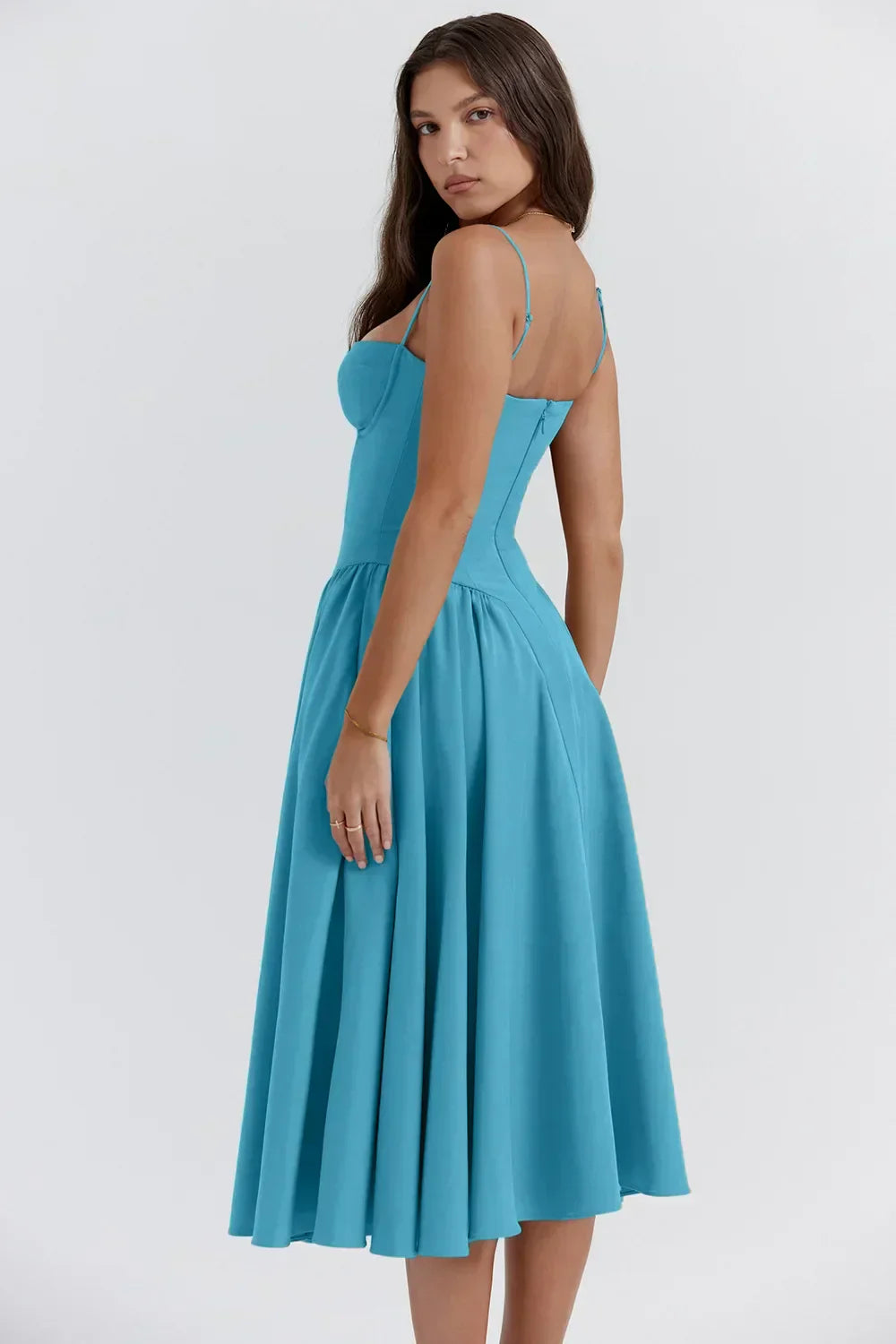 Celine - Ärmelloses Midi-Kleid mit Korsettpassform