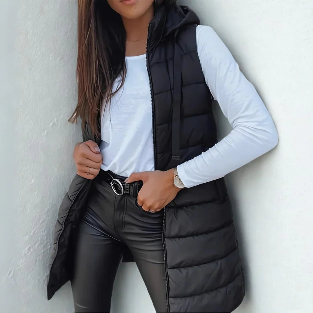 Elora™ | Gilet Puffer Senza Maniche con Cappuccio