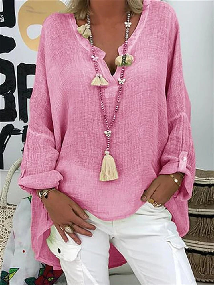 Caelina - Basic Unifarben Langarmshirt