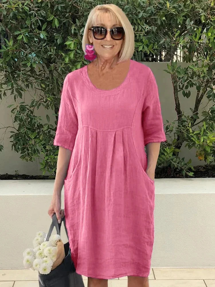 Noara - Lässiges Baumwoll-Tunika-Kleid mit Taschen