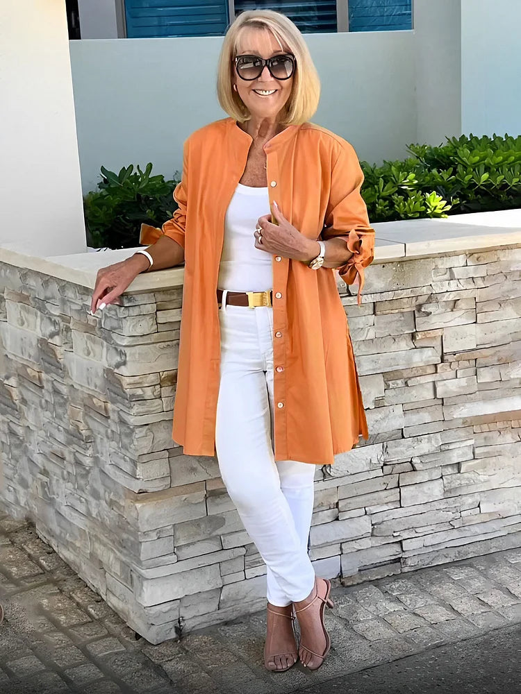 Elliora - Gathered Back Baumwollhemdjacke