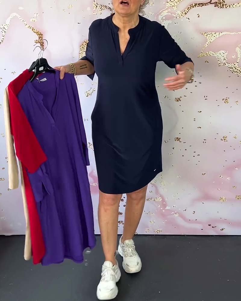 Elena - Midi-Kleid mit V-Ausschnitt