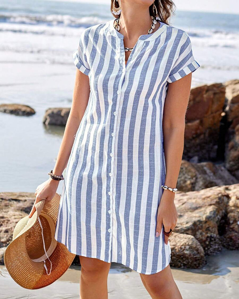 Martine™ | Elegante vestito camicia a righe