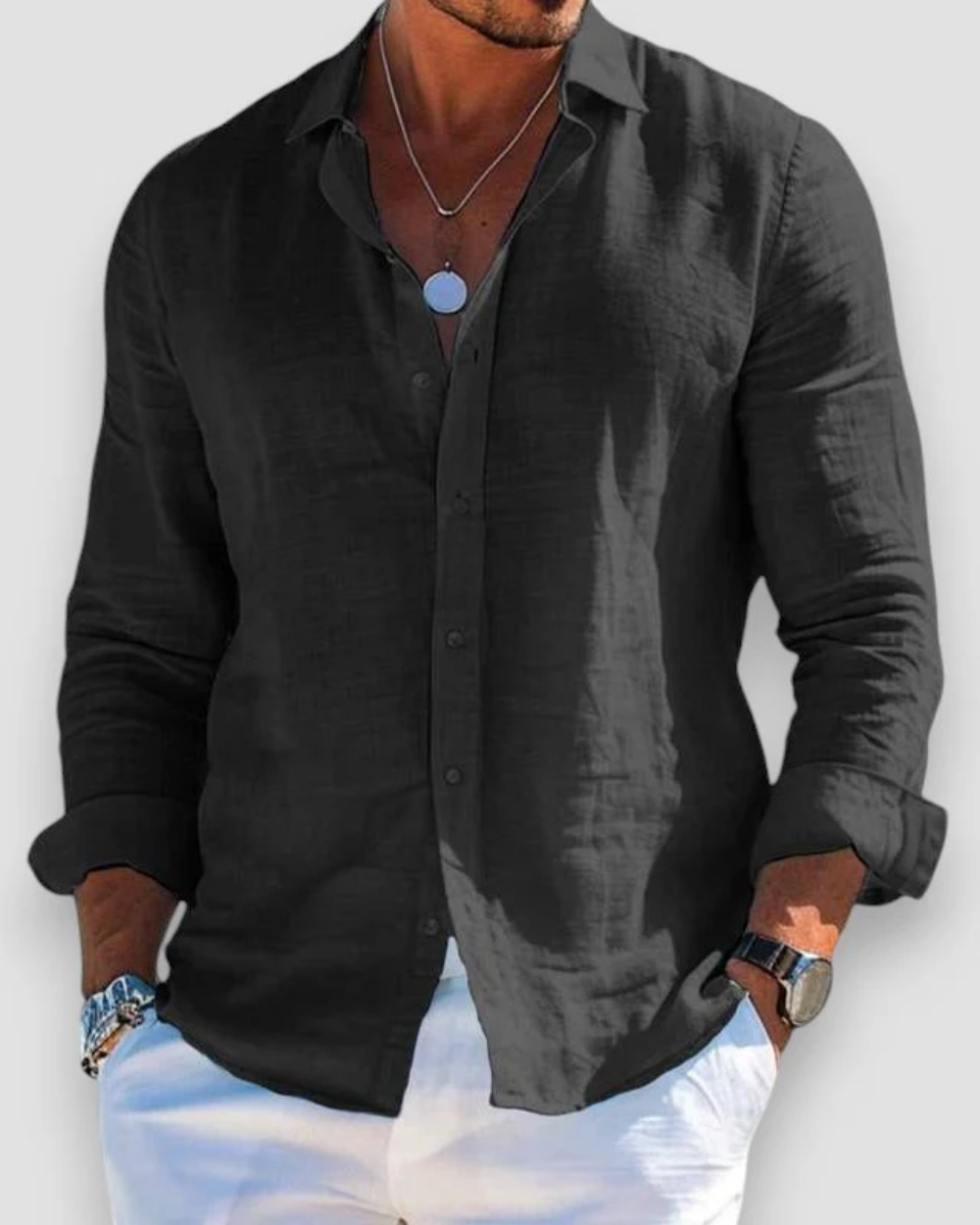 MIRAVO | Camicia casual da uomo in lino